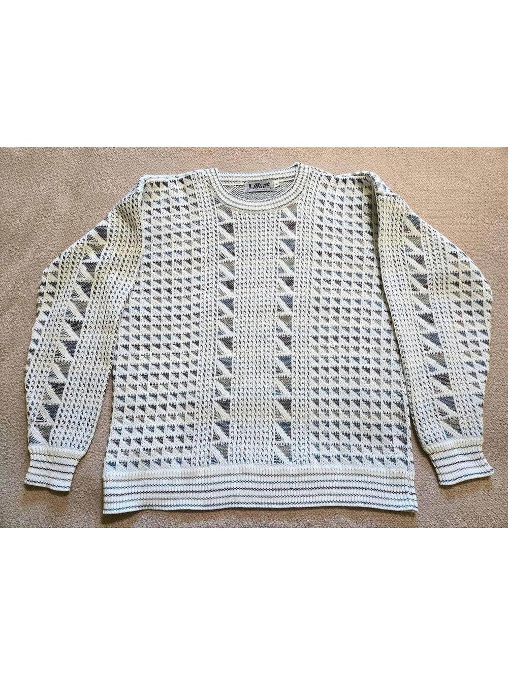 Lavane Sweater L | Geometric Textured Knit Pullover - Picture 4 of 7